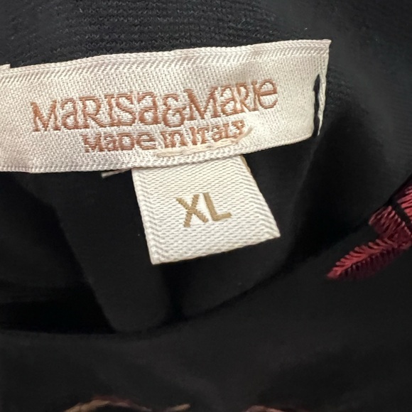 Marisa & Marie Embroidered Floral Tunic Dress Black XL Made in Italy Boho - Picture 3 of 8